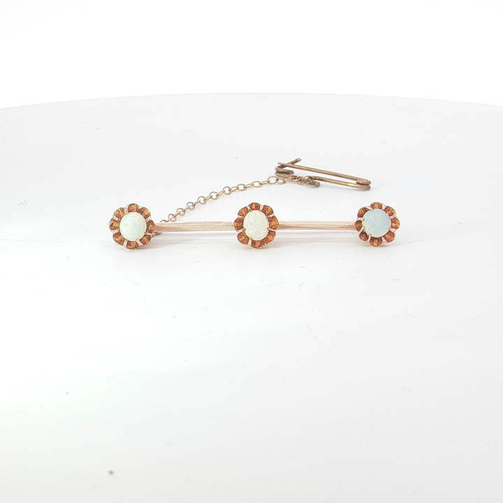 15ct RG Triple Opal Bar Brooch