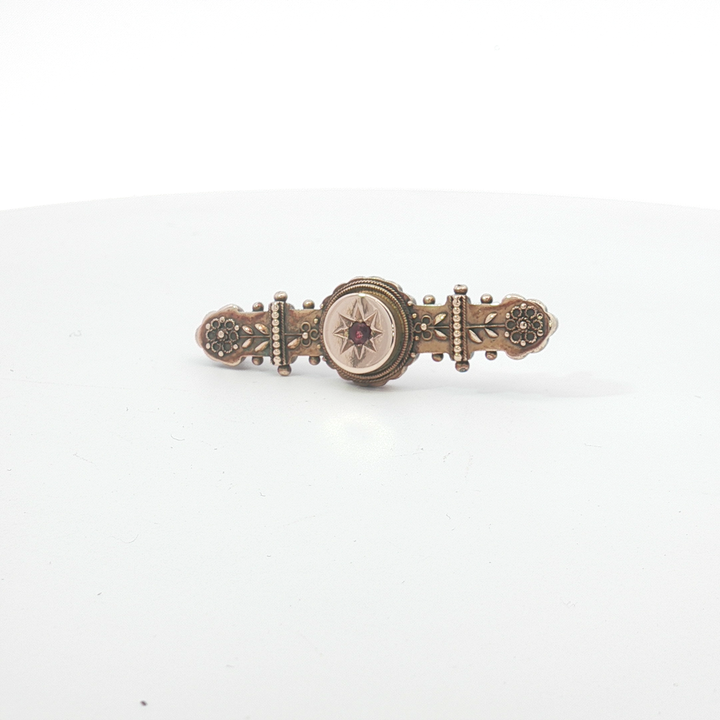 Antique 15ct RG Bar Brooch with Ruby