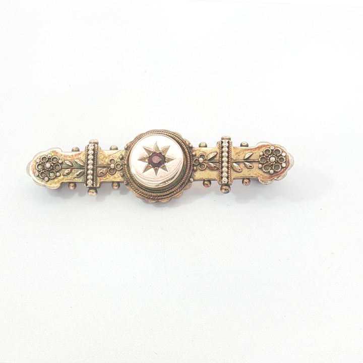 Antique 15ct RG Bar Brooch with Ruby
