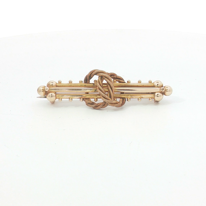15ct YG Twisted Knot Bar Brooch