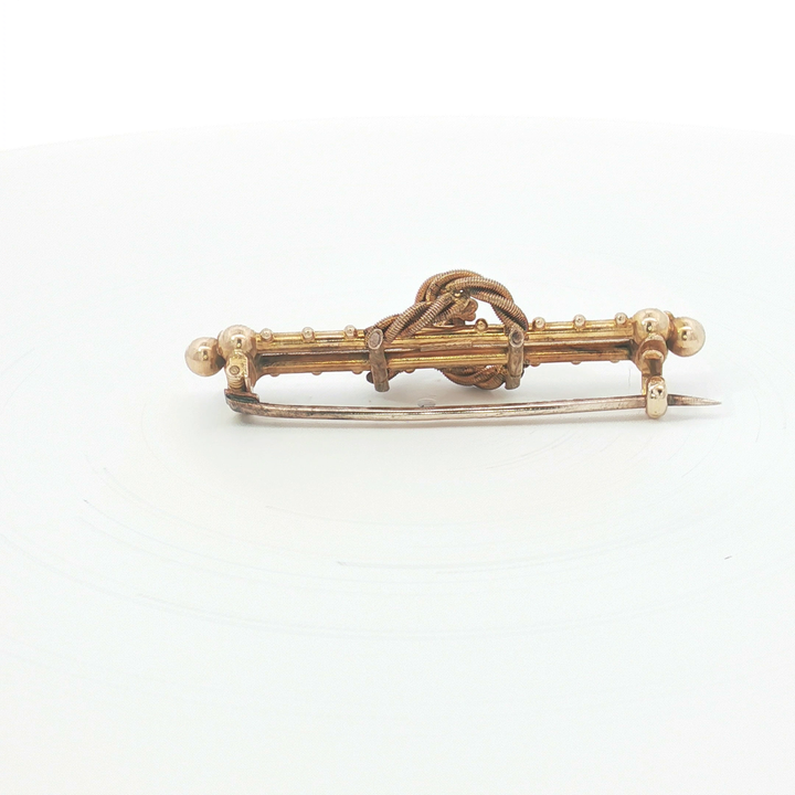 15ct YG Twisted Knot Bar Brooch