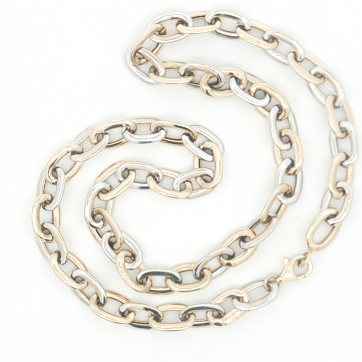 9ct Two-Tone Yellow Gold Alternating Link Chain