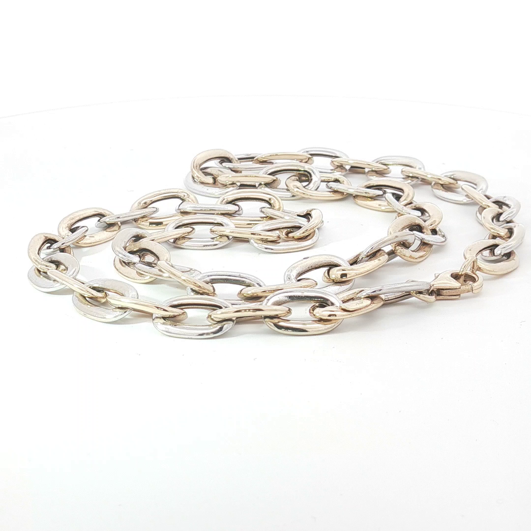 9ct Two-Tone Yellow Gold Alternating Link Chain