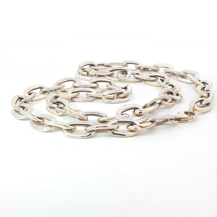 9ct Two-Tone Yellow Gold Alternating Link Chain