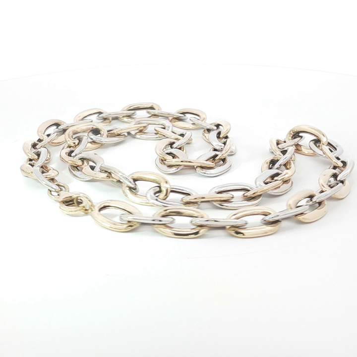 9ct Two-Tone Yellow Gold Alternating Link Chain