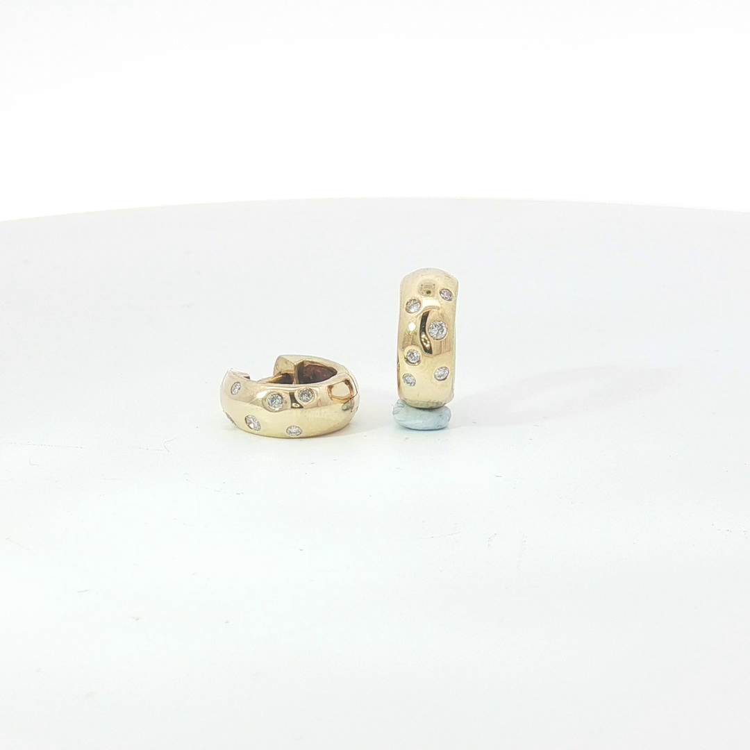 18ct YG Diamond Huggie Earrings