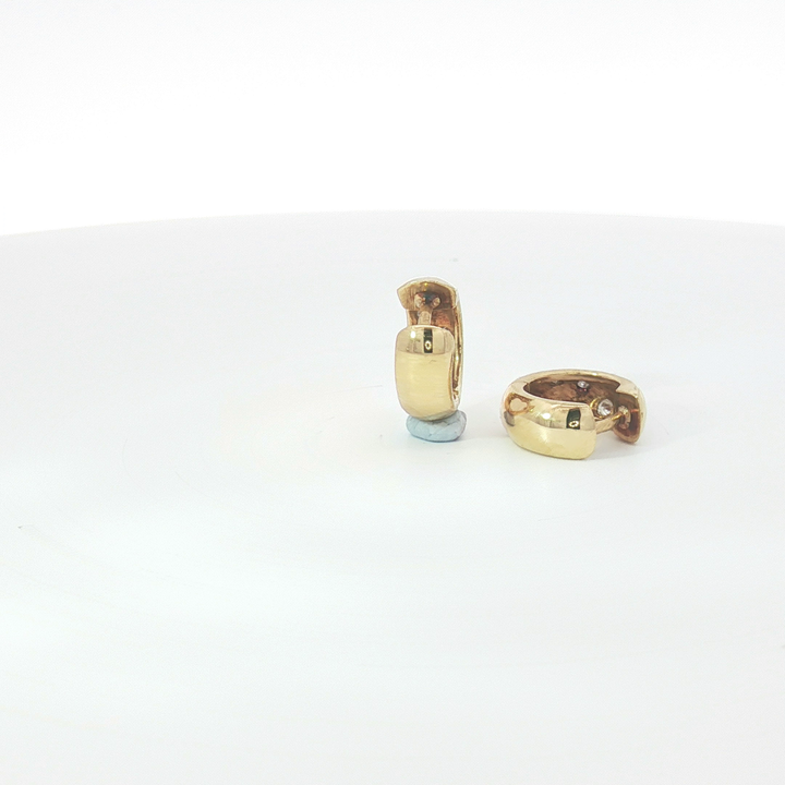 18ct YG Diamond Huggie Earrings