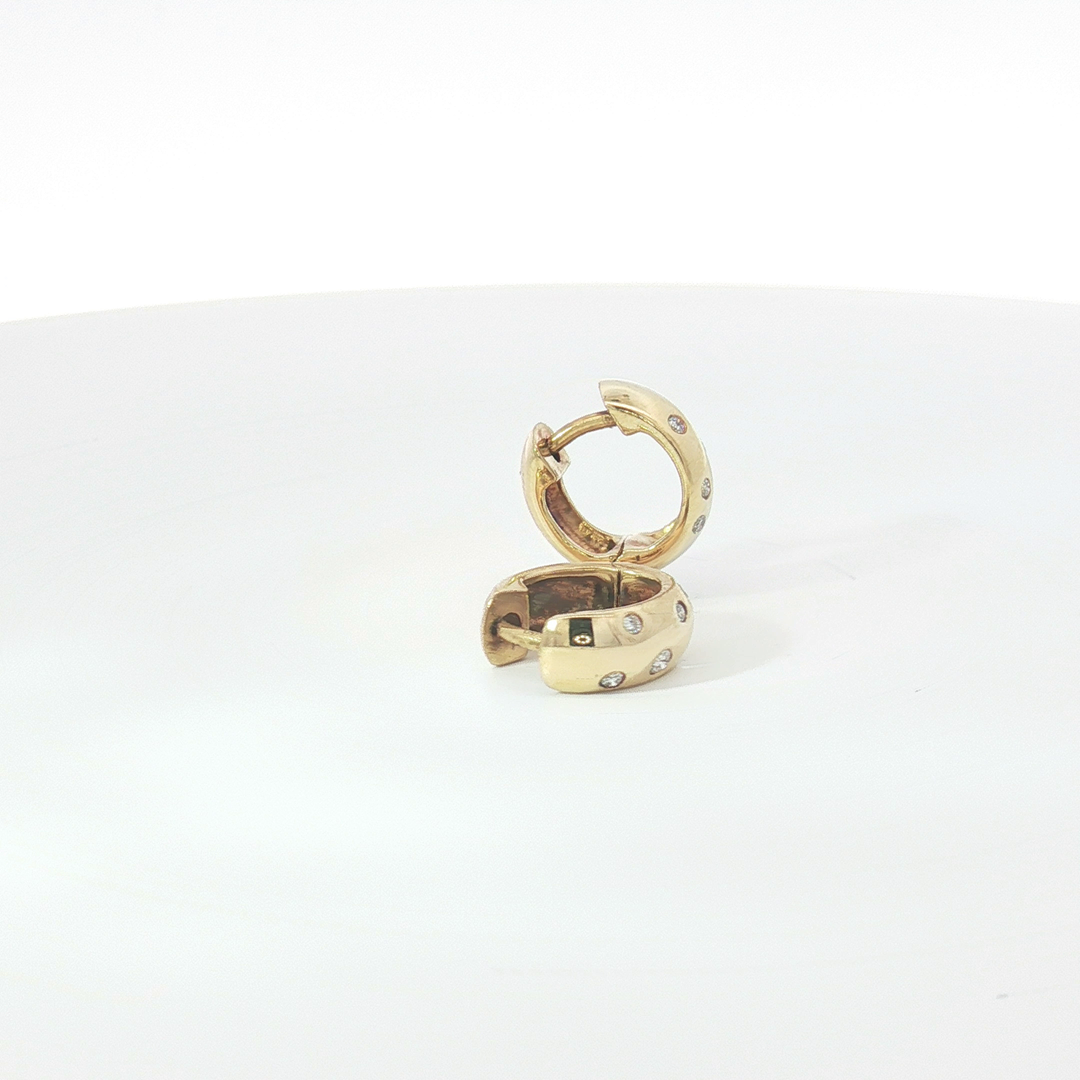 18ct YG Diamond Huggie Earrings