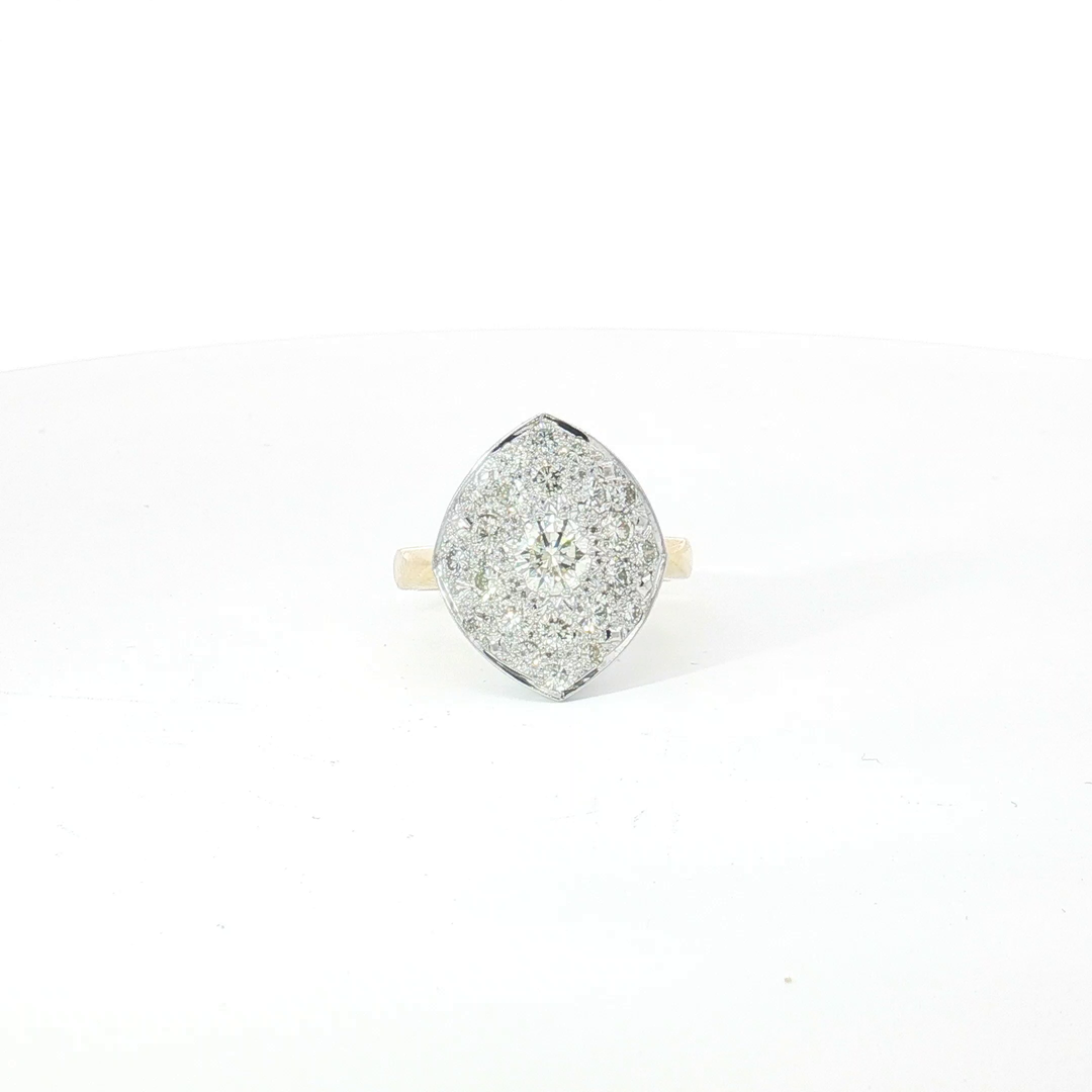 18ct 2Tone Marquise Shape Diamond Cluster Cocktail Ring