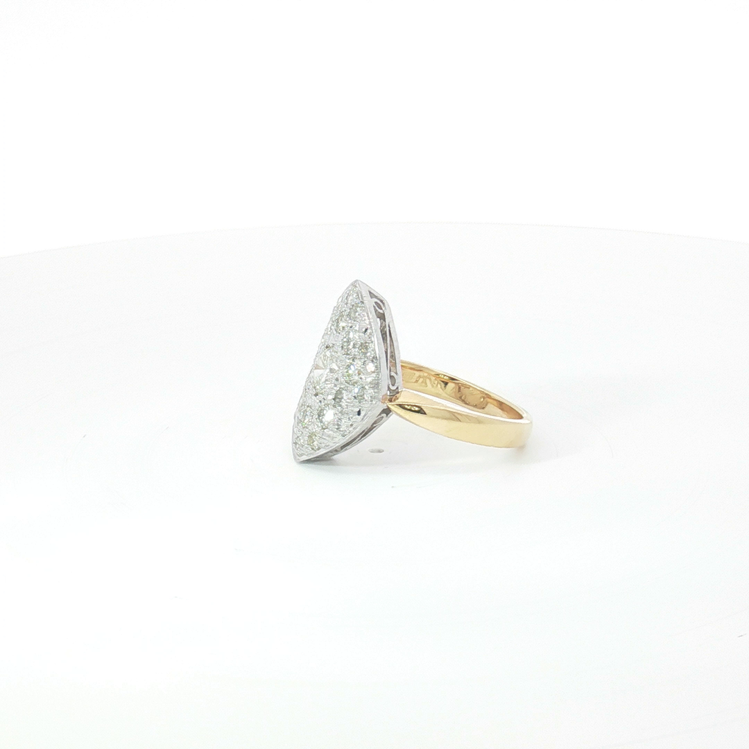18ct 2Tone Marquise Shape Diamond Cluster Cocktail Ring