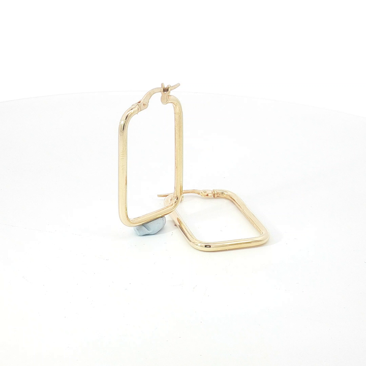 9ct YG Rectangular Hoop Earrings