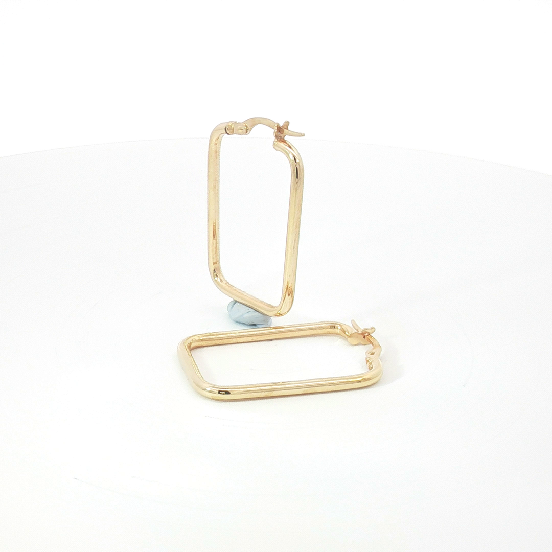 9ct YG Rectangular Hoop Earrings