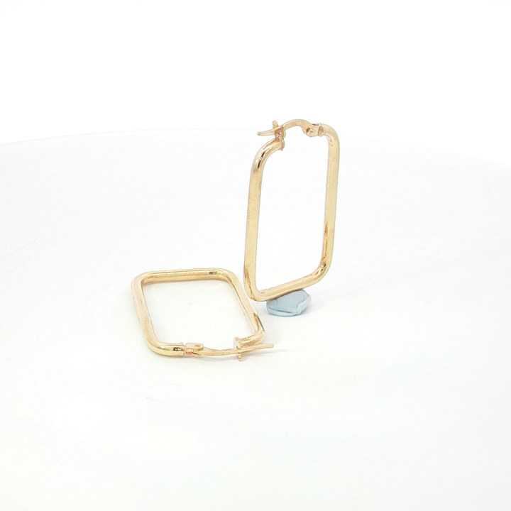 9ct YG Rectangular Hoop Earrings