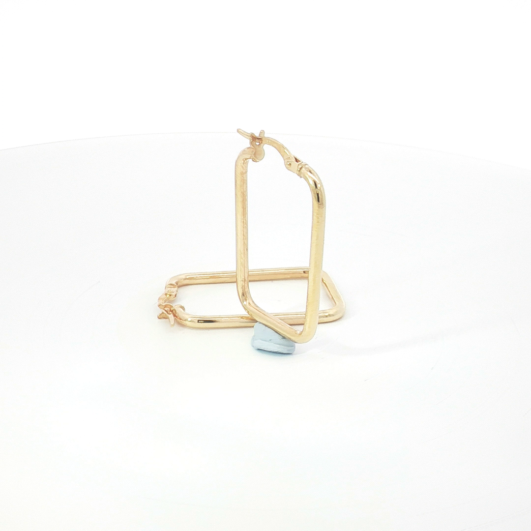 9ct YG Rectangular Hoop Earrings