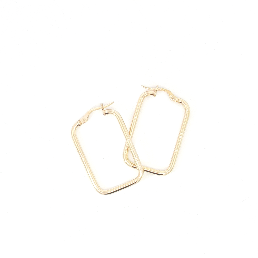 9ct YG Rectangular Hoop Earrings