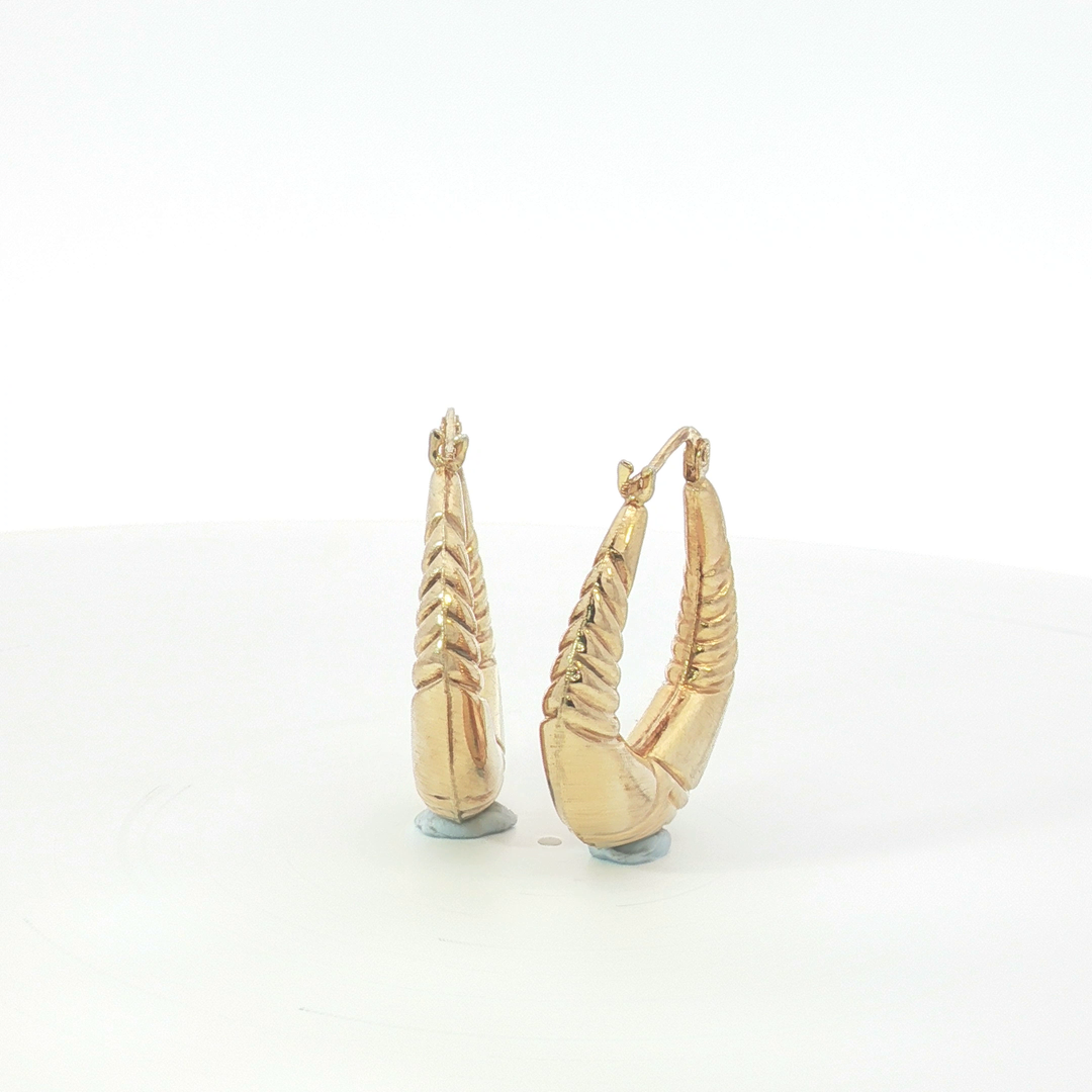 9ct YG Textured Puffed Hoop Earrings
