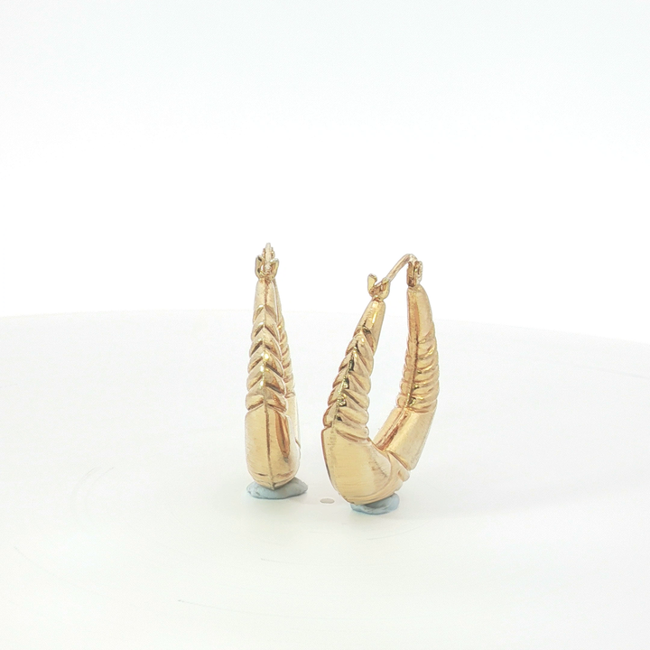 9ct YG Textured Puffed Hoop Earrings