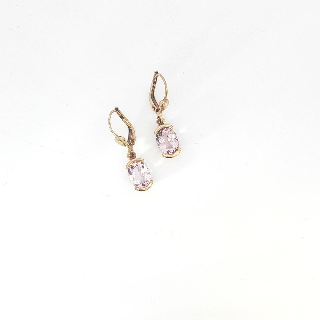 9ct YG Oval Morganite Drop Earrings