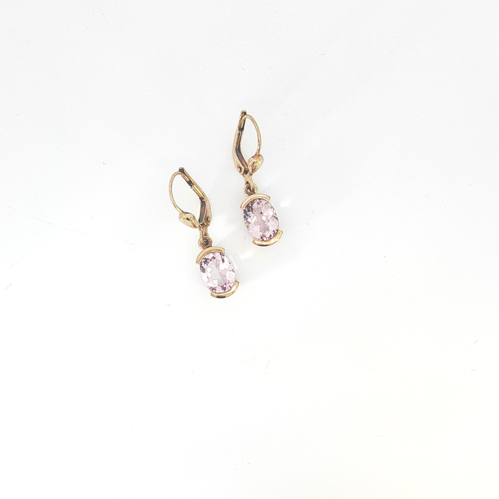 9ct YG Oval Morganite Drop Earrings