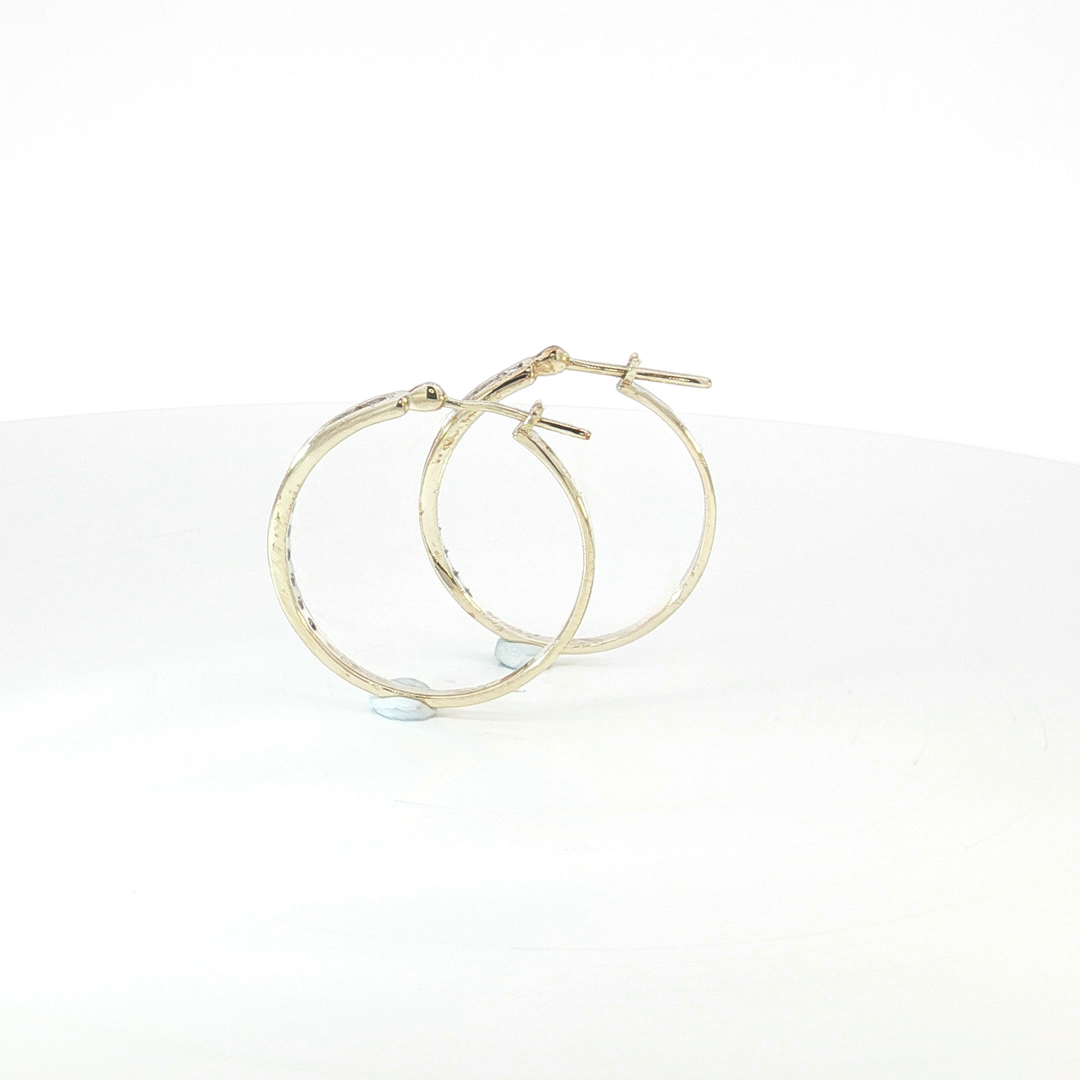 9ct YG  Channel-Set Diamond Hoop Earrings