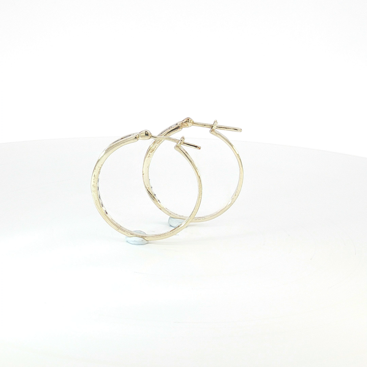 9ct YG  Channel-Set Diamond Hoop Earrings