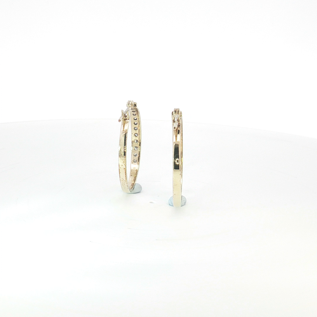 9ct YG  Channel-Set Diamond Hoop Earrings