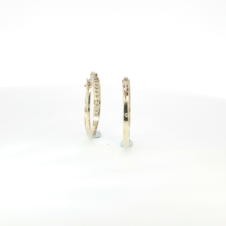 9ct YG  Channel-Set Diamond Hoop Earrings