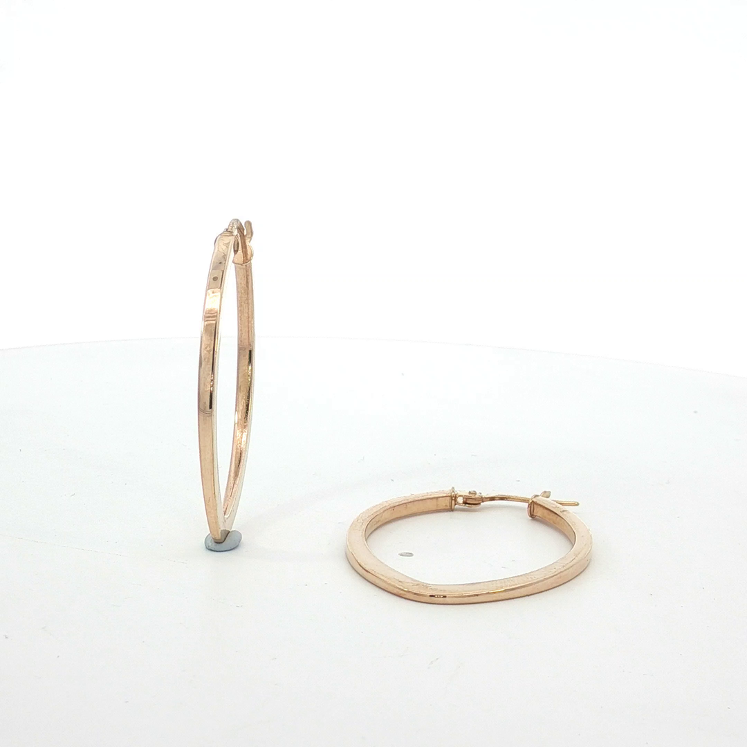 9ct RG Softly Squared Hoop Earrings