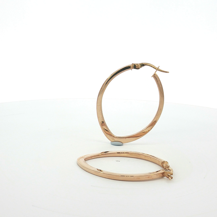 9ct RG Softly Squared Hoop Earrings