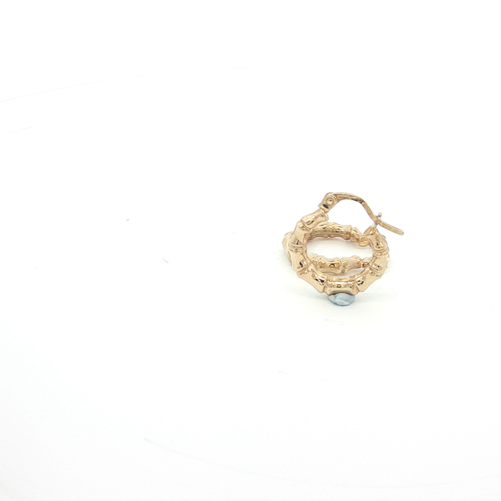 9ct YG Textured Bamboo Design Hoop Earrings