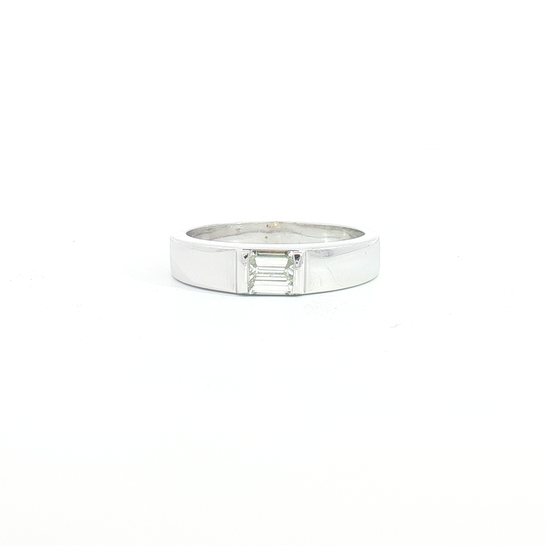 18ct WG Emerald-Cut Diamond Solitaire Ring