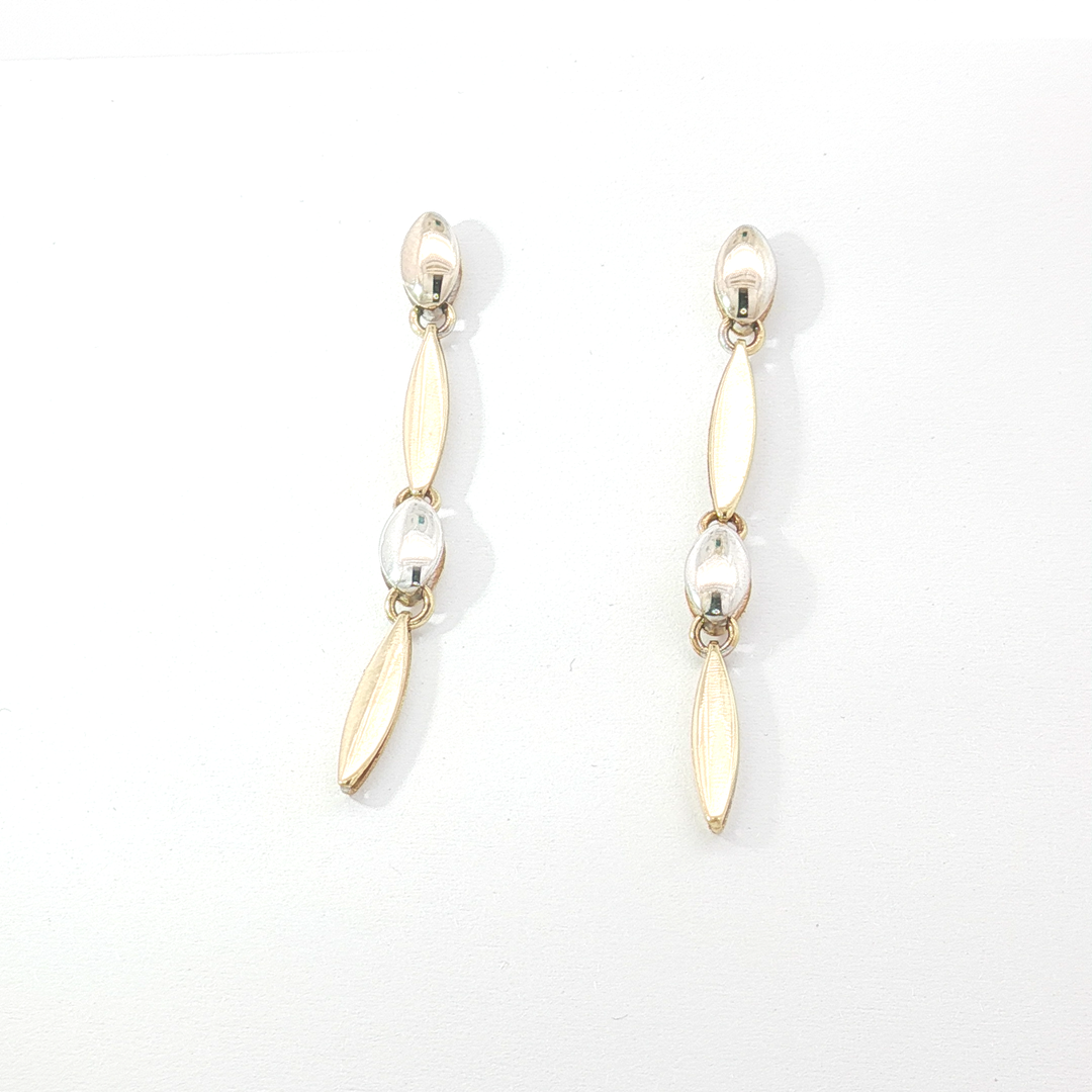 14ct Two-Tone Alternating Link Drop Earrings