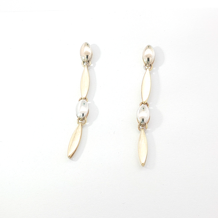 14ct Two-Tone Alternating Link Drop Earrings