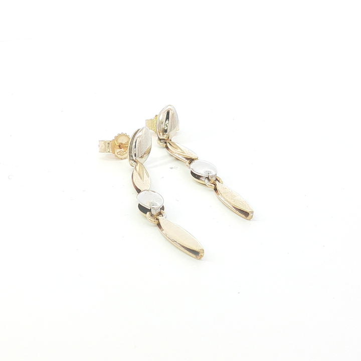 14ct Two-Tone Alternating Link Drop Earrings