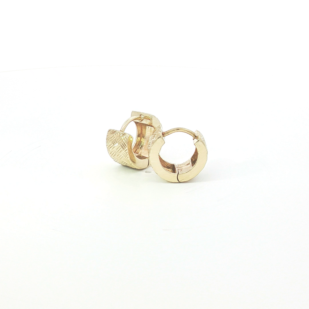 9ct YG Textured Cross-Hatch Hoop Earrings