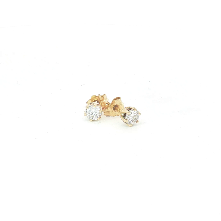 18ct YG Round Diamond Stud Earrings