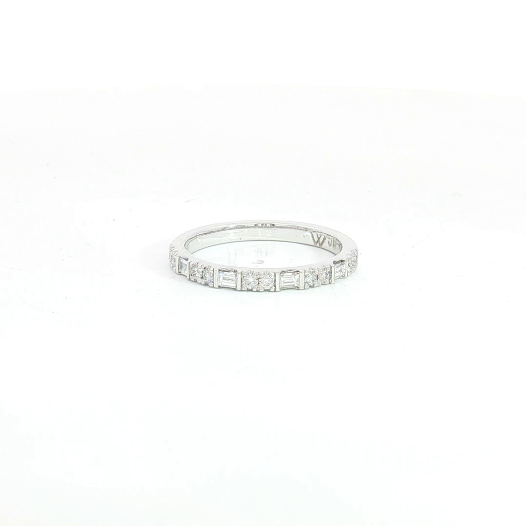 18ct WG Alternating Round and Baguette Diamond Eternity Ring