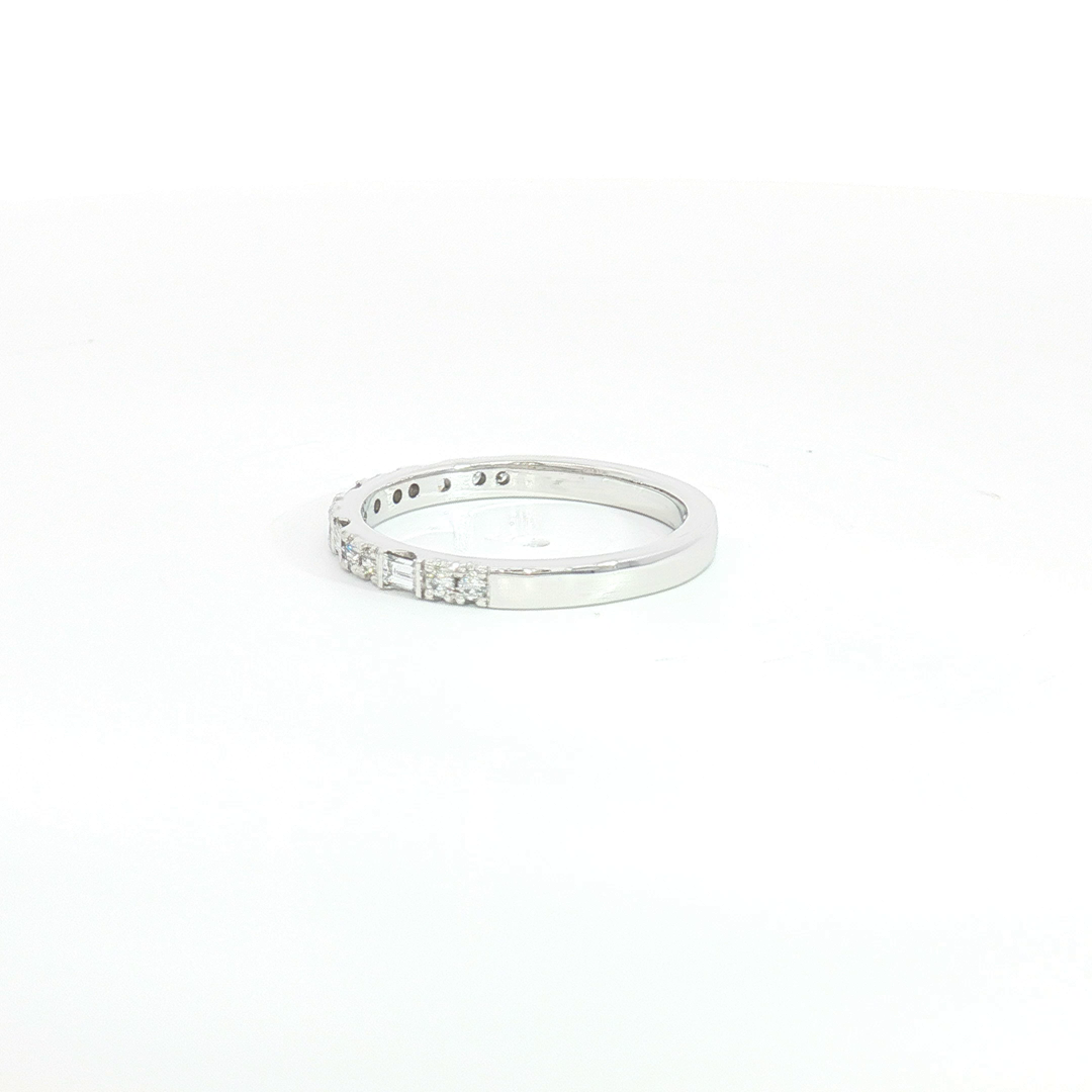 18ct WG Alternating Round and Baguette Diamond Eternity Ring