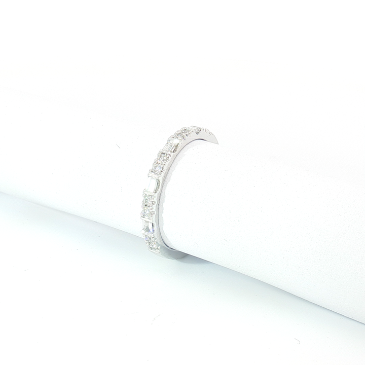 18ct WG Alternating Round and Baguette Diamond Eternity Ring