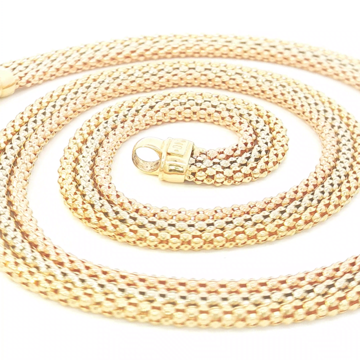 18ct Tri-Colour 3-Strand Necklace Italian Made