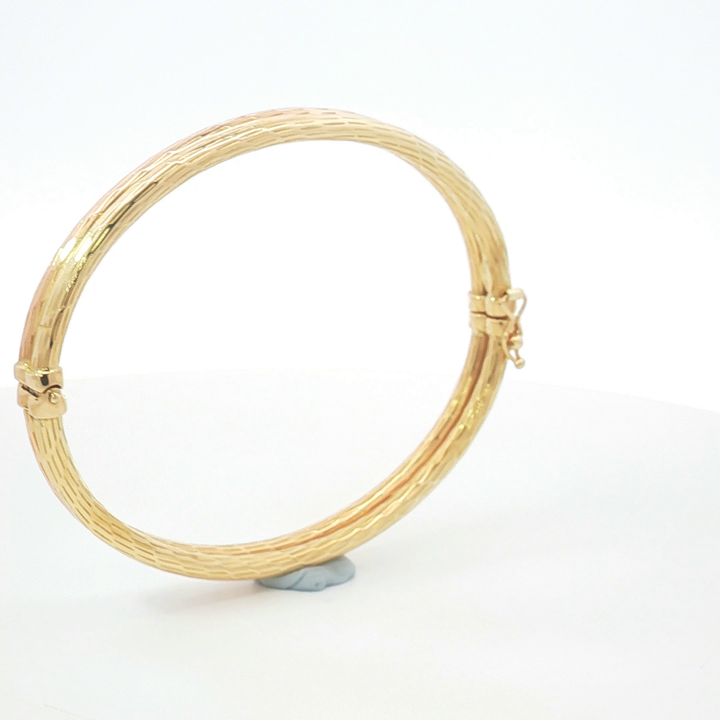 18ct YG/RG Textured Double-Band Bangle