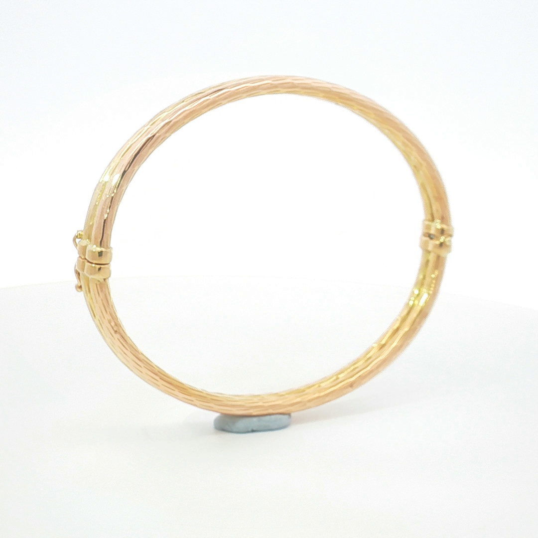 18ct YG/RG Textured Double-Band Bangle