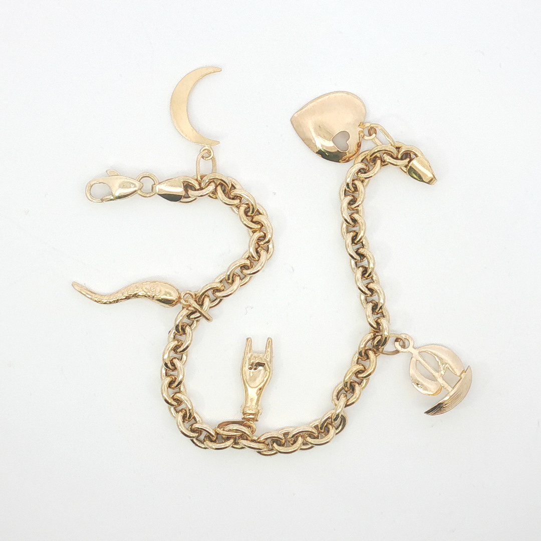 18ct YG Multi-Charm Bracelet