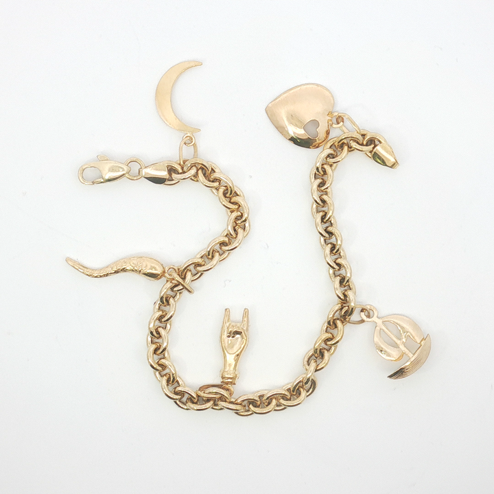 18ct YG Multi-Charm Bracelet
