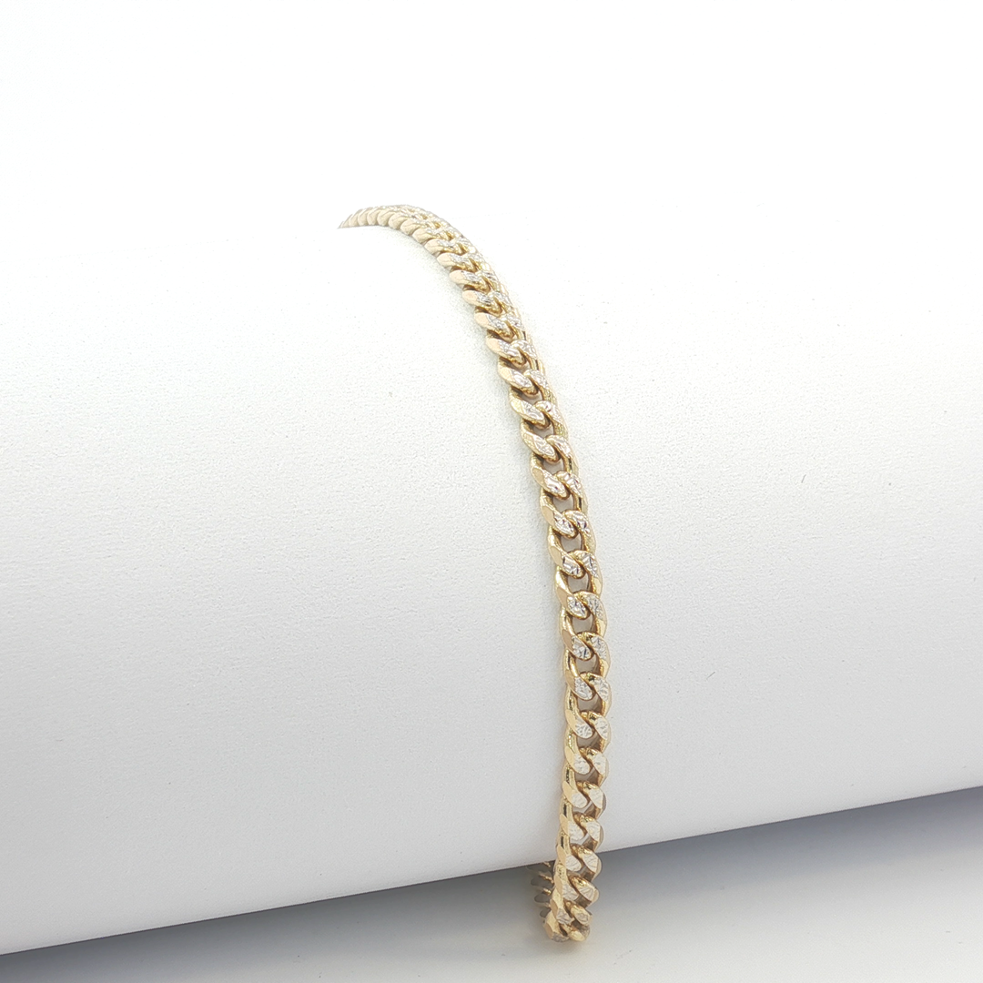 18ct YG Diamond-Cut Curb Link Bracelet