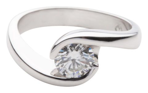 Handcrafted 18ct White Gold Offset Diamond Engagement Ring