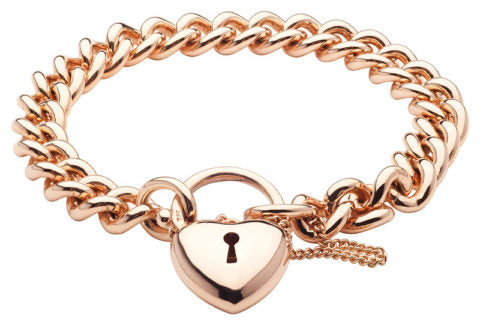 Ladies 9ct Rose Gold Padlock Bracelet