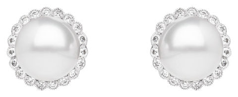Ladies 18ct White Gold South Sea Pearl and Diamond Studs