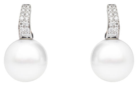Ladies 18ct White Gold South Sea Pearl and Diamond Studs