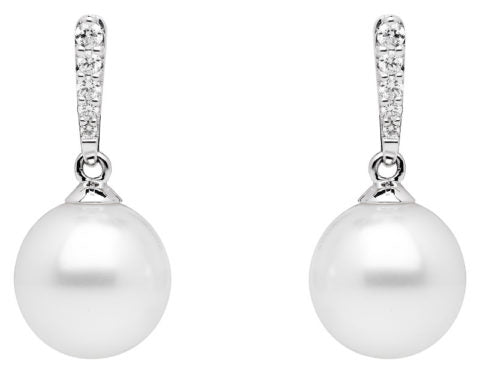 18ct White Gold South Sea Pearl and Diamond Drops